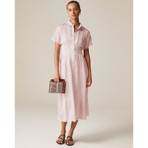 NWT!! J. CREW Wren Lace Trim Shirtdress Glossy Twill Floral Midi Preppy Size 8